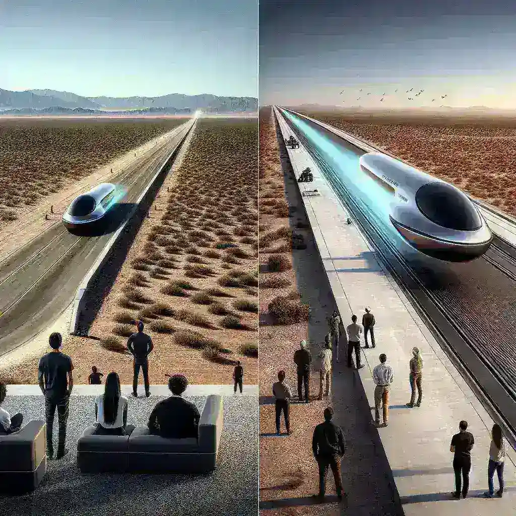 "Hyperloop test track showcasing streamlined pod technology for passenger travel at speeds up to 700 MPH, highlighting innovative transportation solutions of the future."